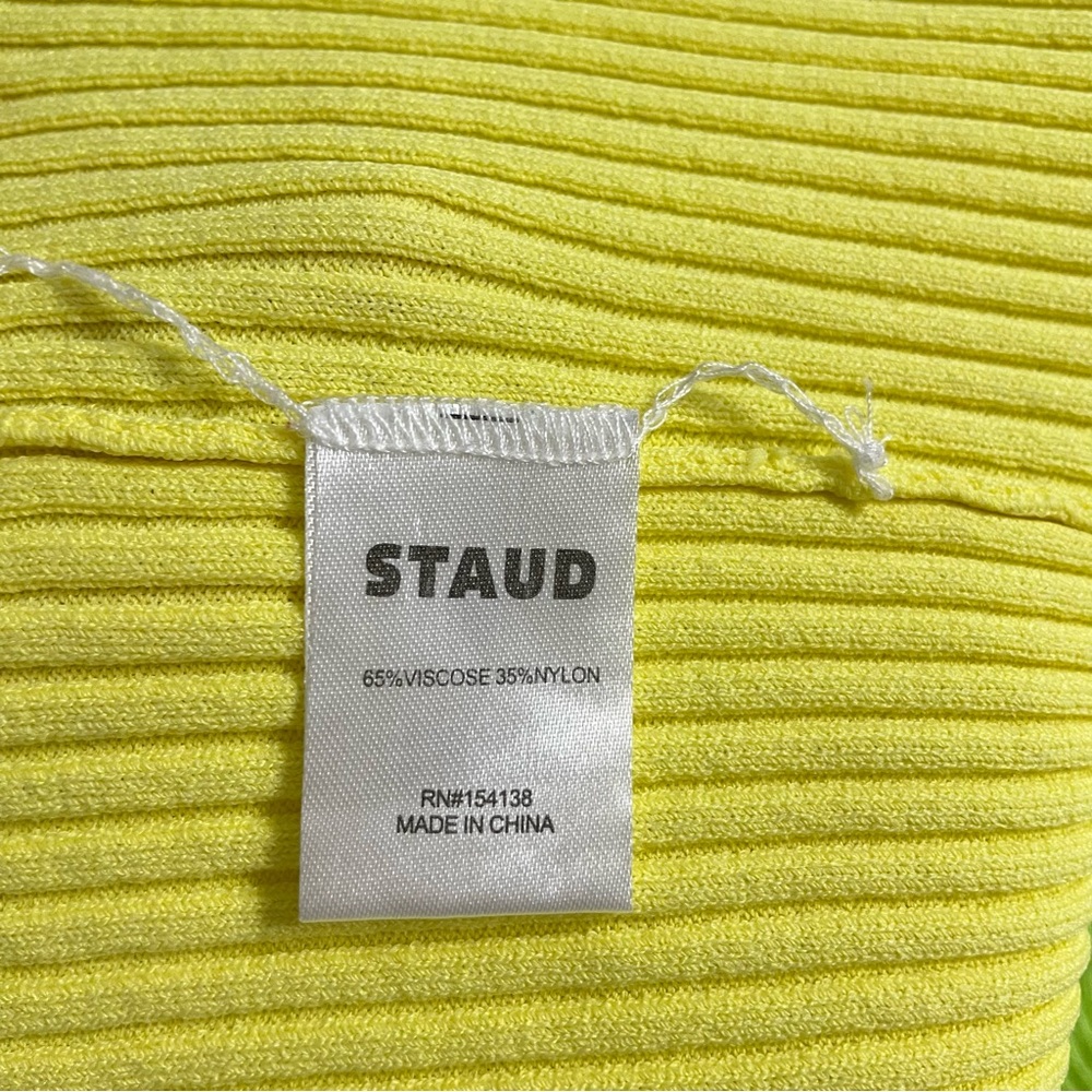 Staud Shoko Colorblocked Midi Dress in Multicolor lime ribbed knit maximalist - Picture 10 of 11